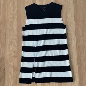 Banana Republic black white zip slit 60’s mod retro mini sweater dress tunic Sm